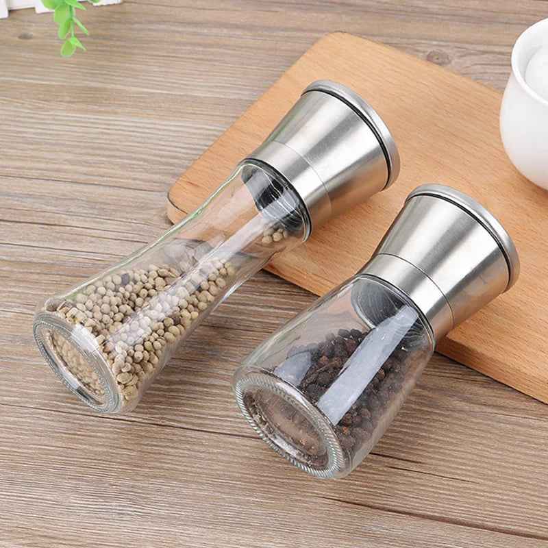Stainless Steel Mill Glass Body Spice Salt and Pepper Grinder