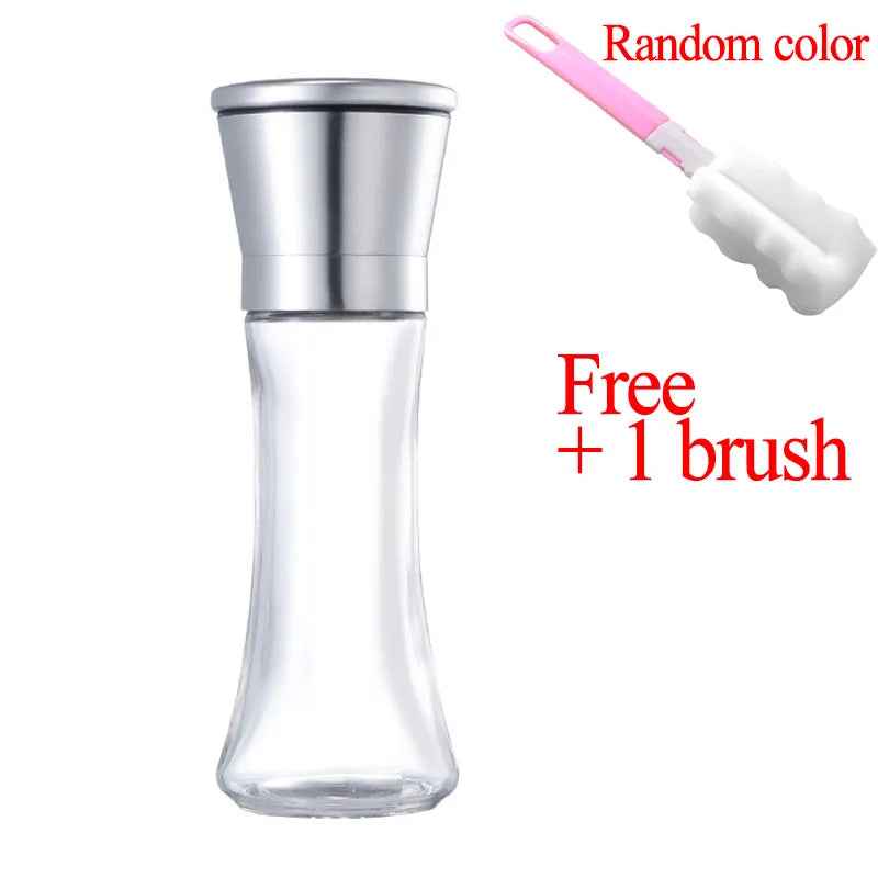 Stainless Steel Mill Glass Body Spice Salt and Pepper Grinder