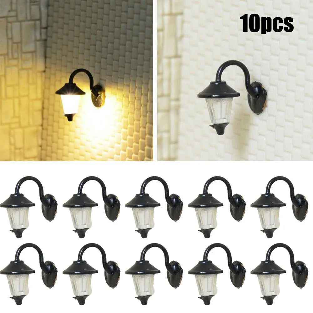 10pcs Wall Lamps LED Street Lamps 1:87 HO