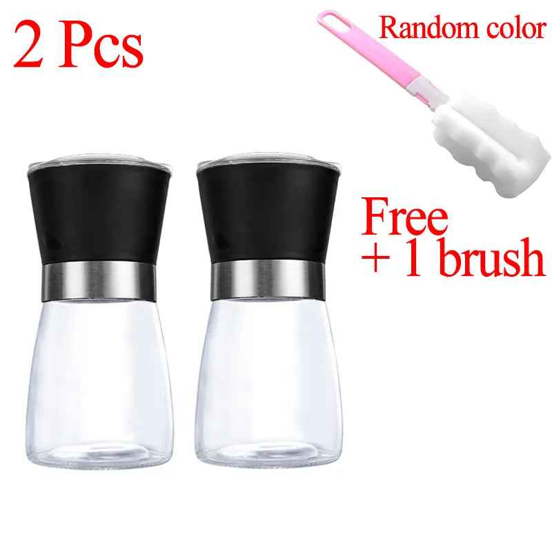 Stainless Steel Mill Glass Body Spice Salt and Pepper Grinder