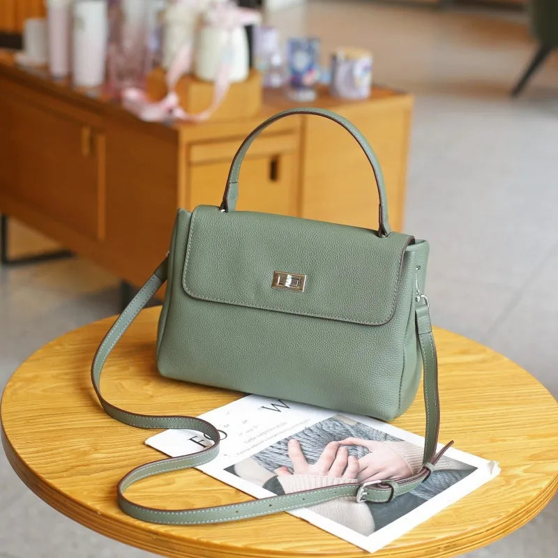 Hönnuð leðurtaska fyrir konur, retro axlar- og crossbody-skrifstofuveski