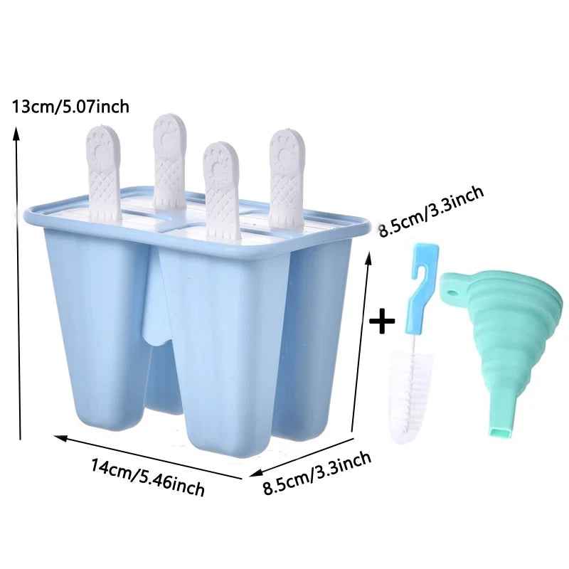 4/ 6 Cell Silicone Ice Cream Popsicle Mold With Handle