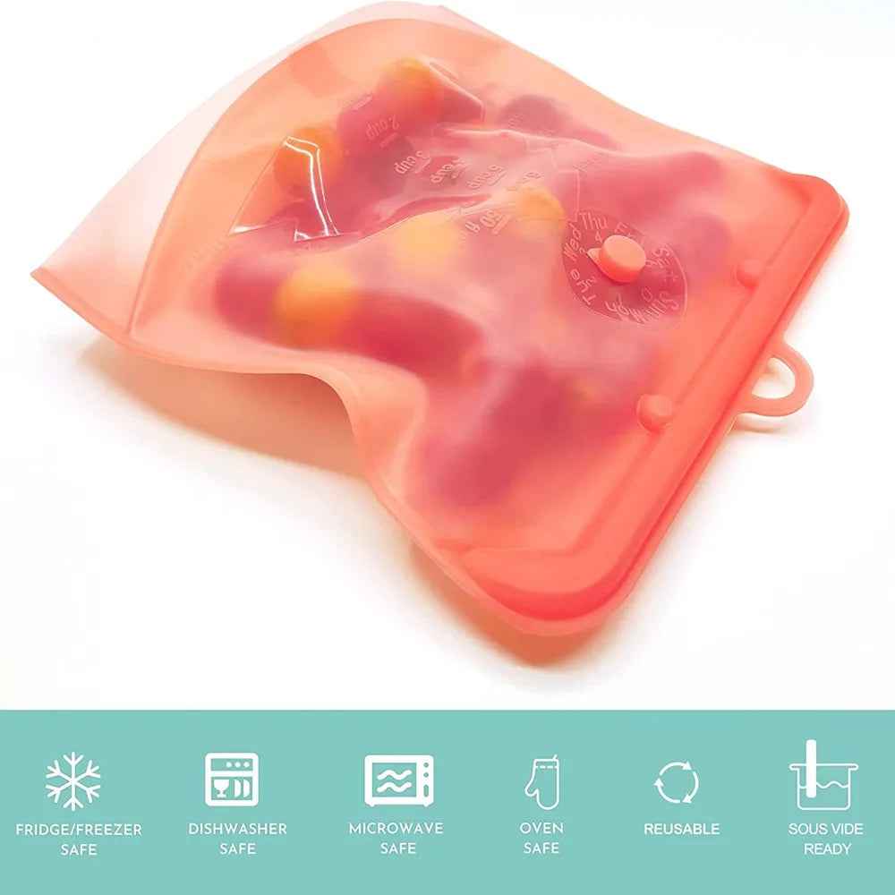 EcoFresh Reusable Silicone Food Bags – BPA-Free &amp; Leakproof | Motionshop