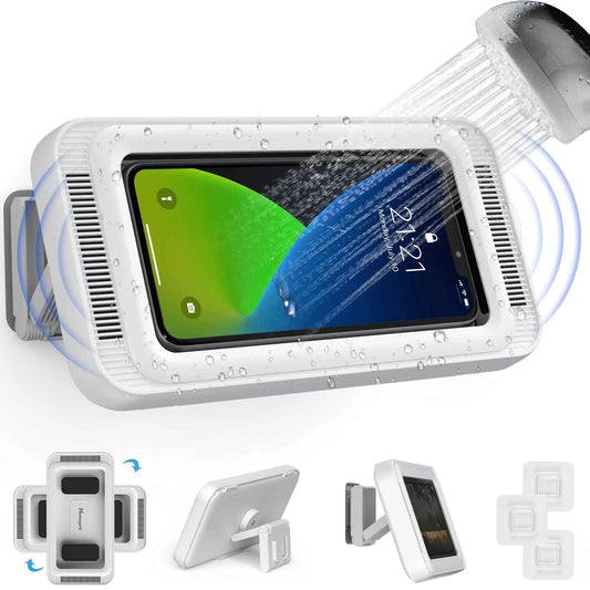 Shower Waterproof Phone Holder With Speaker - 480° Rotation