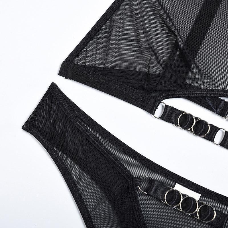 Cut Out Transparent Bra And Panty Set