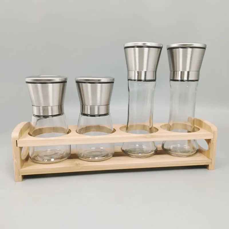 Stainless Steel Mill Glass Body Spice Salt and Pepper Grinder