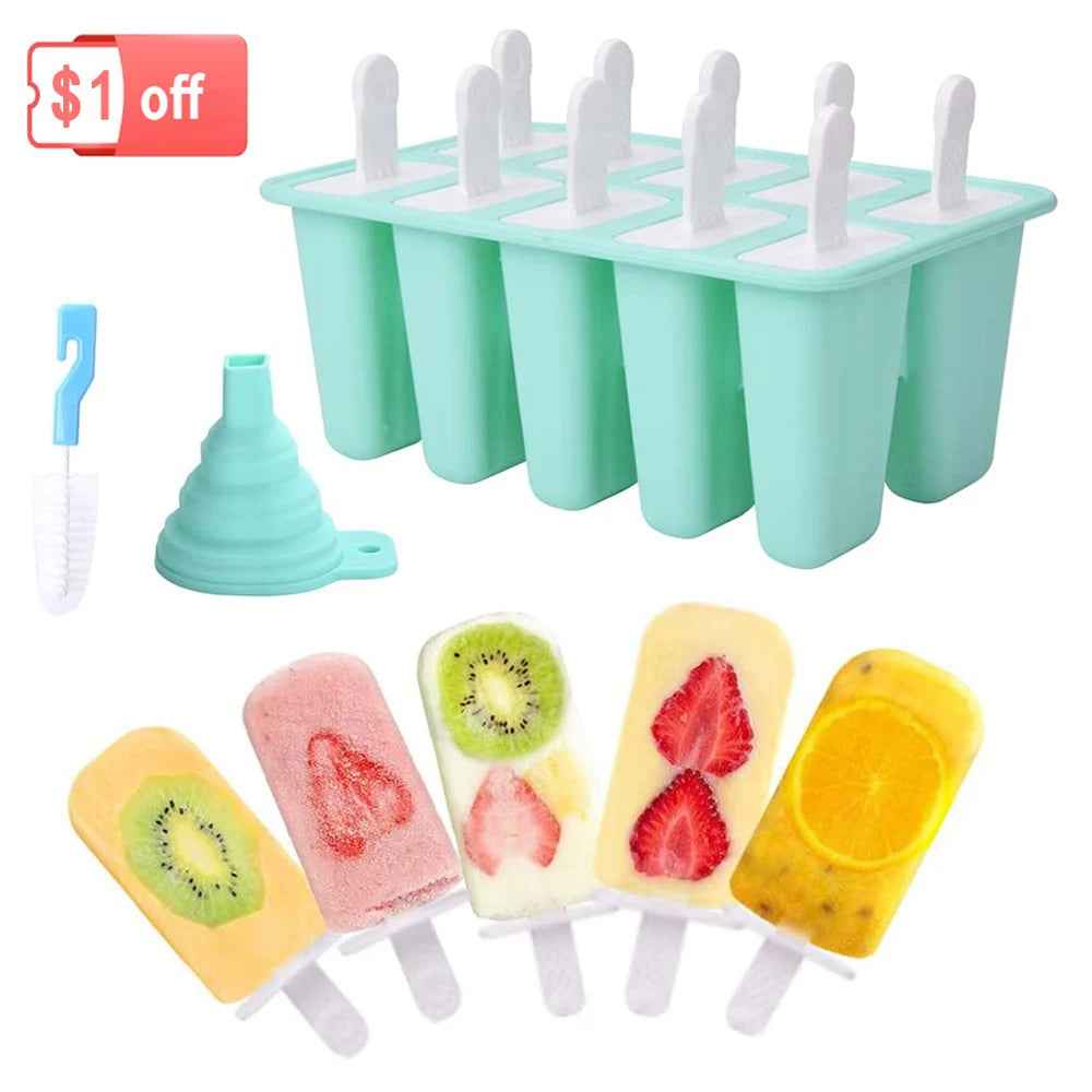 4/ 6 Cell Silicone Ice Cream Popsicle Mold With Handle