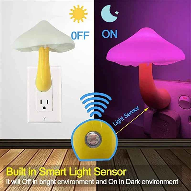 Mini LED Night Lights : Mushroom Shape Automatic Sensor
