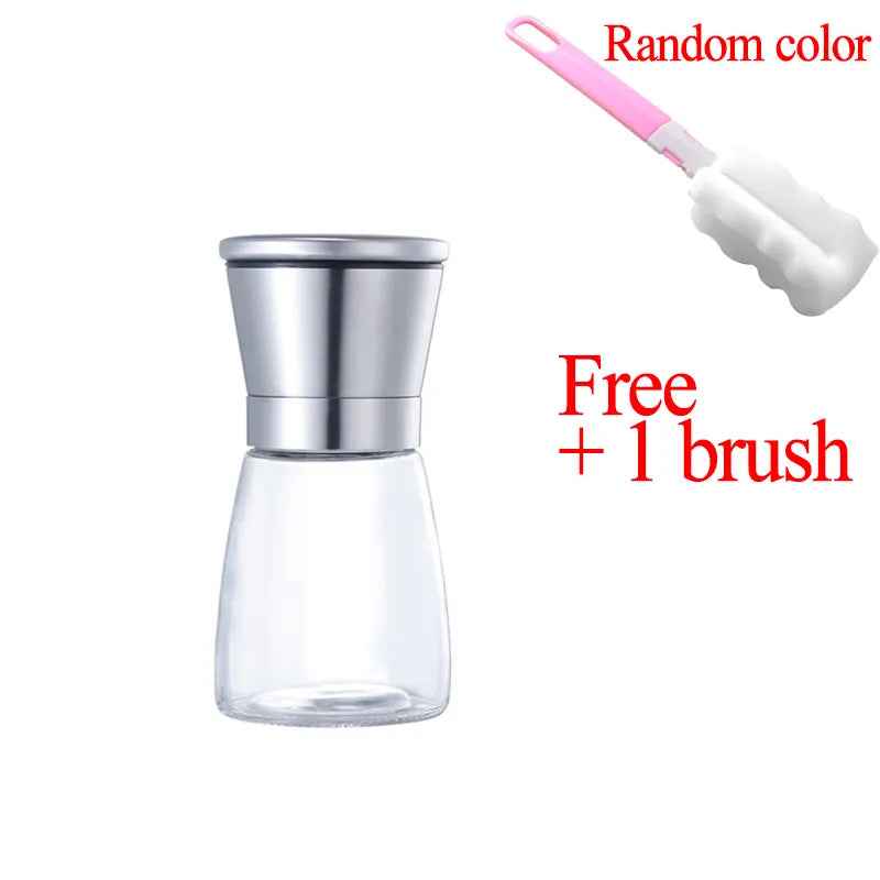 Stainless Steel Mill Glass Body Spice Salt and Pepper Grinder