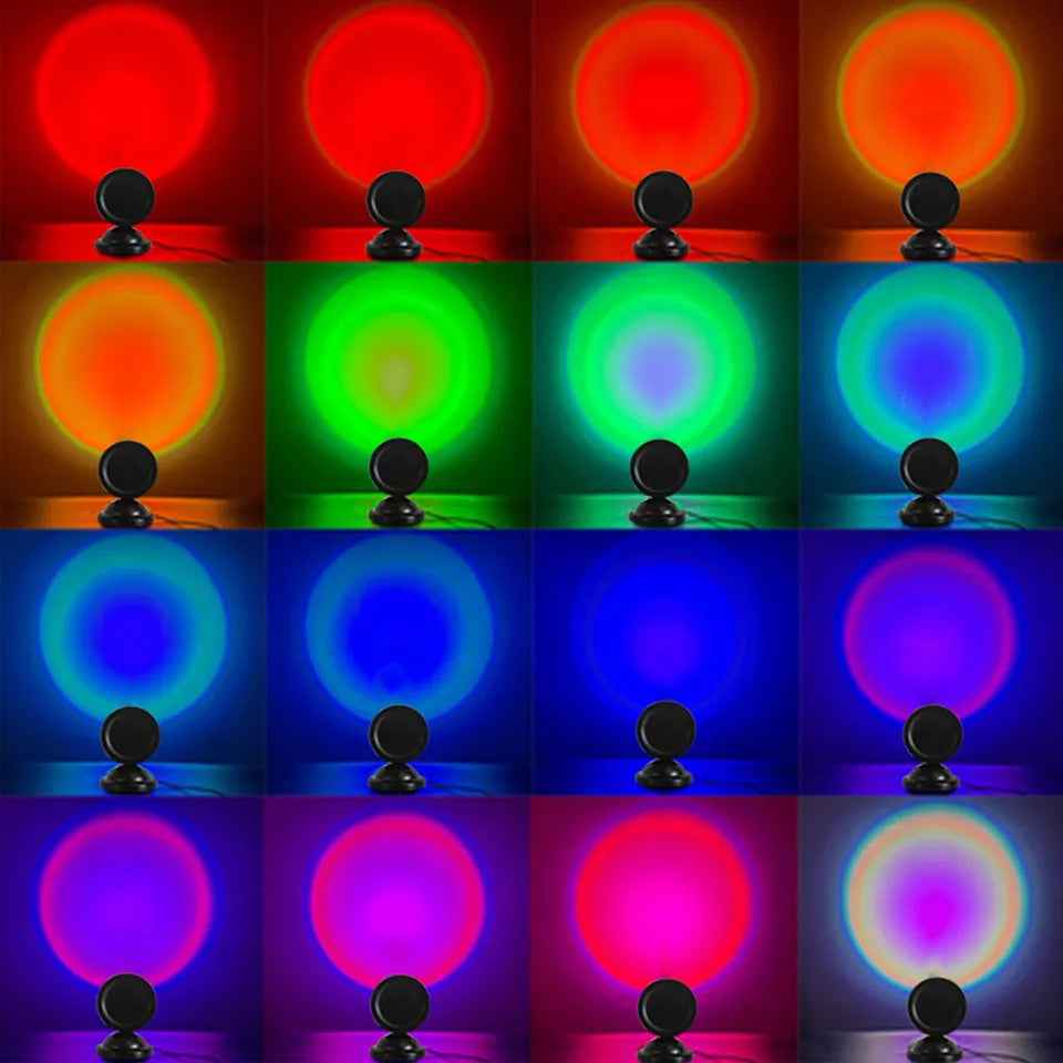 Mini USB Sunset Lamp Led Projector : Light 16 Colors Switch
