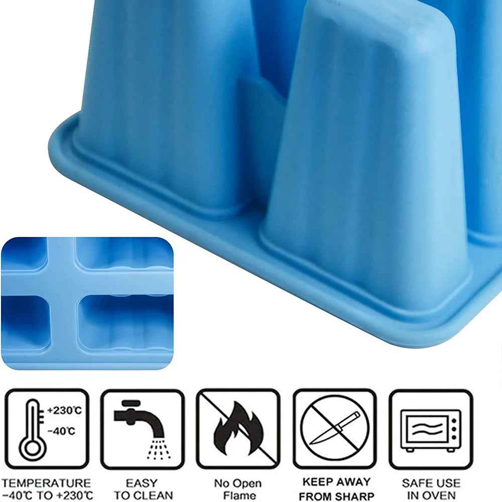 4/ 6 Cell Silicone Ice Cream Popsicle Mold With Handle