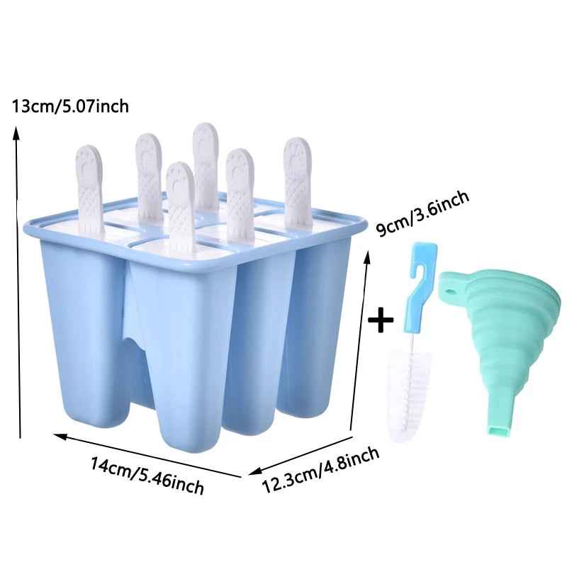 4/ 6 Cell Silicone Ice Cream Popsicle Mold With Handle
