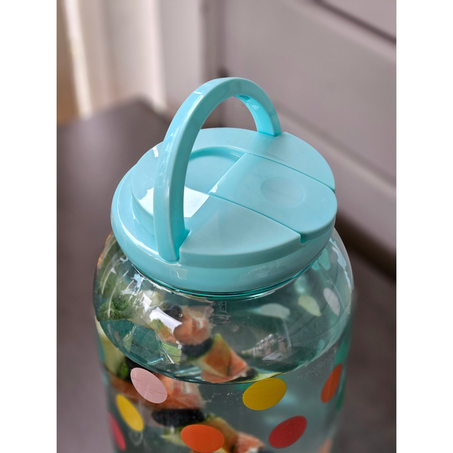 Saftspender Getränkespender mit Zapfhahn 3,75 Liter Kunststoff Wasserspender bunte Punkte TÜRKIS