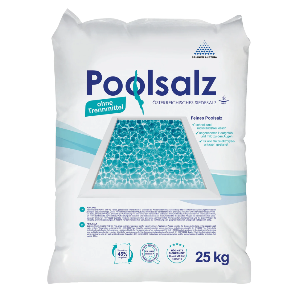 Salinen Poolsalz reinstes Siedesalz ohne Trennmittel | Sack (25 kg)