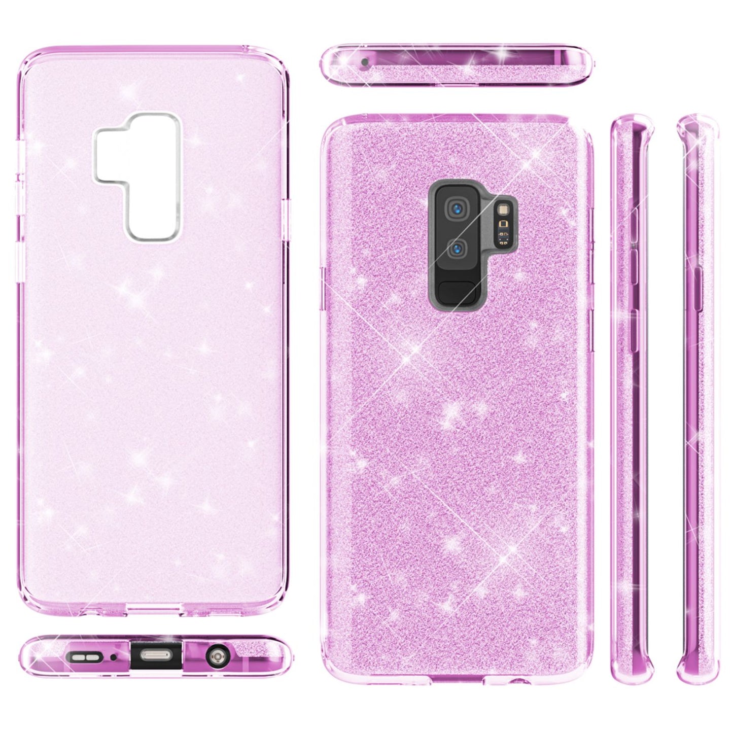 NALIA símahulstur fyrir Samsung Galaxy S9 Plus, glitrandi hulstur með stuðara