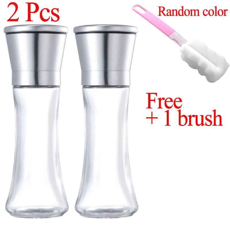Stainless Steel Mill Glass Body Spice Salt and Pepper Grinder