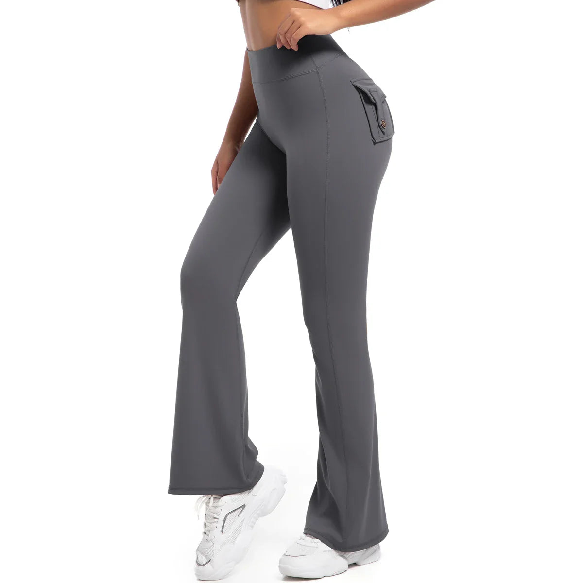 Leggings með víðvaxnum vösum fyrir konur, há mitti, öndunarvænar götustíll