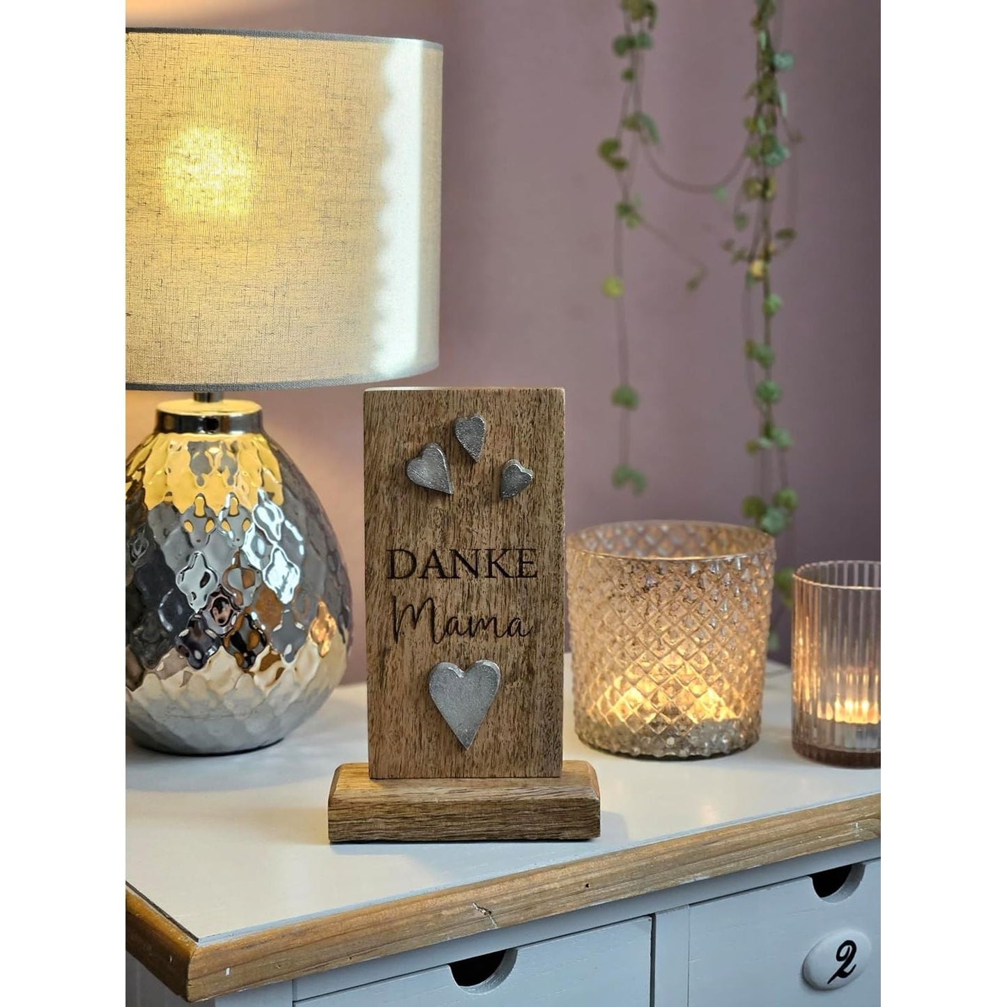 Holzschild MAMA Holztafel Geschenk Muttertag Mutter Schild Mangoholz Höhe 20 cm