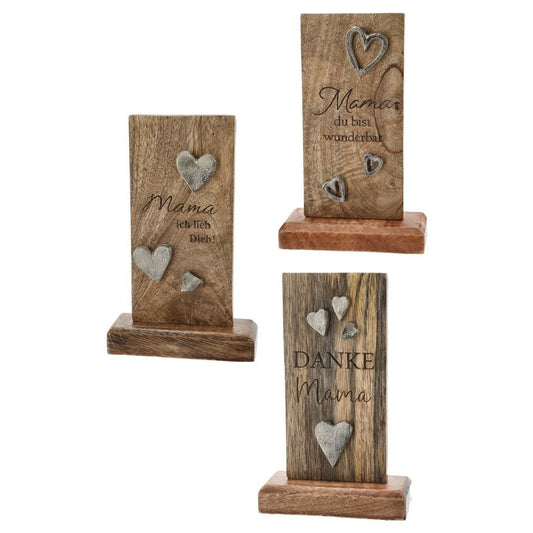 Holzschild MAMA Holztafel Geschenk Muttertag Mutter Schild Mangoholz Höhe 20 cm