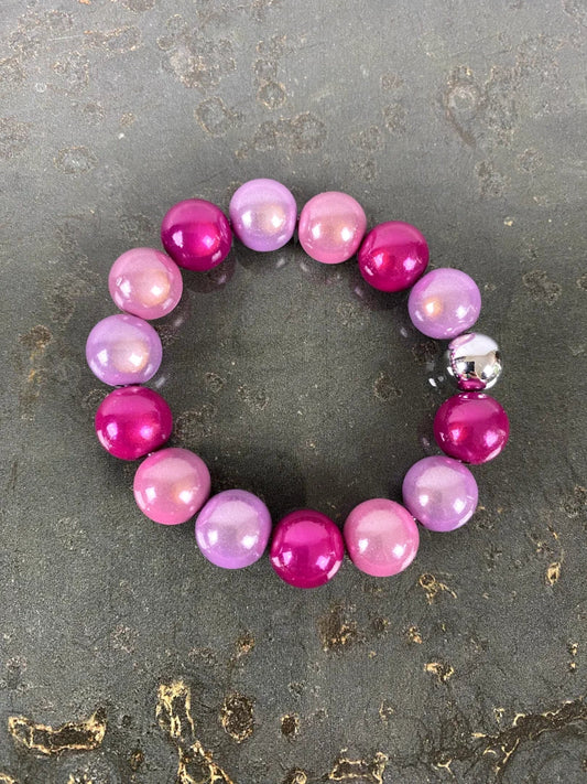 Armband Shiny Pearls Flieder Pink Perlen mit 3D Leuchteffekt - Mittelgroß