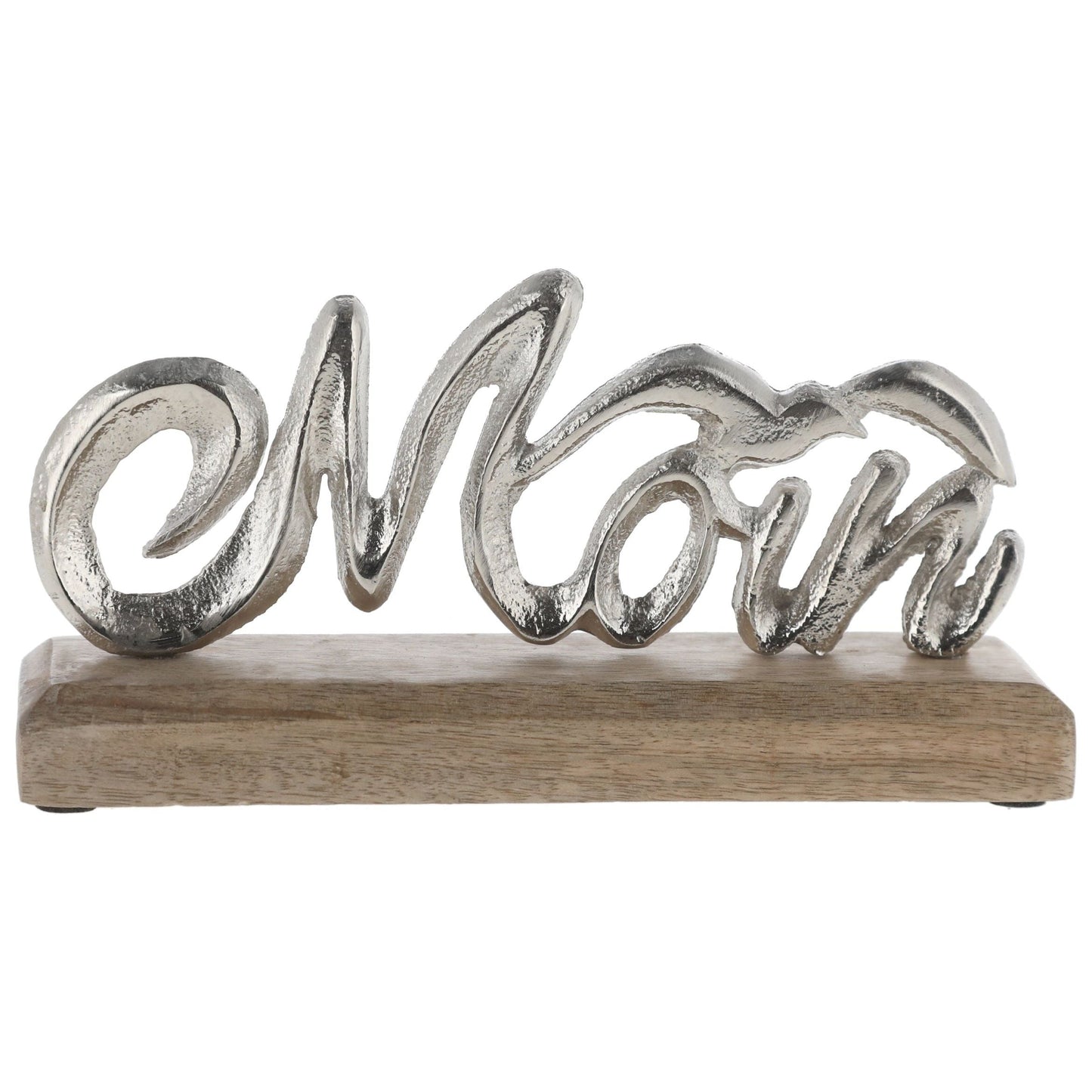 Schriftzug Moin Möwe Dekoschriftzug Mangoholz Aluminium Holz Silber 23x11x5 cm