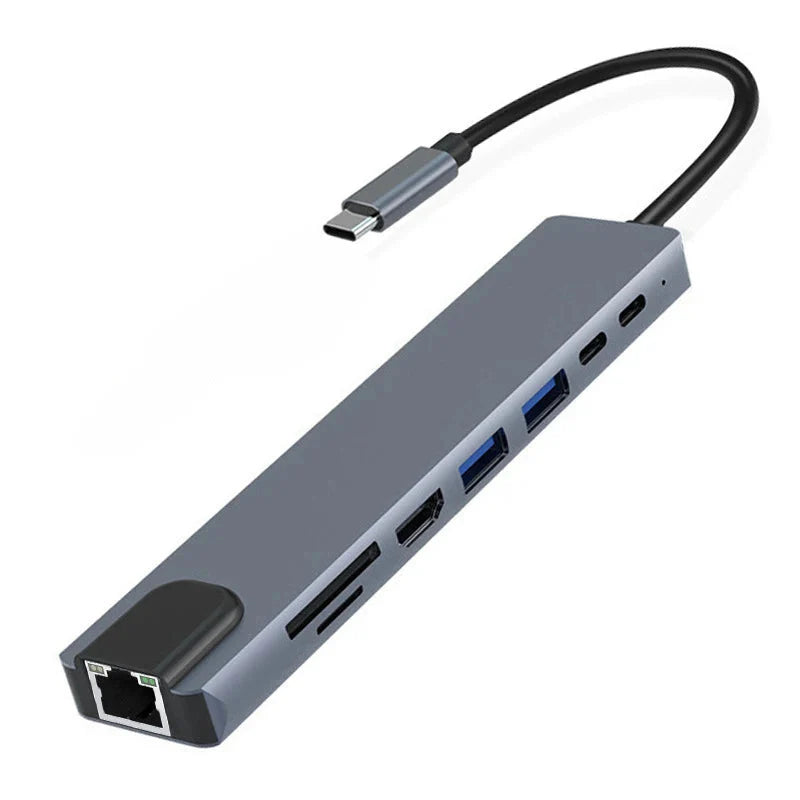 USB C tengikví með HDMI 4K, hleðslutæki fyrir aflgjafa, Ethernet tengi, VGA, SD kortalesara