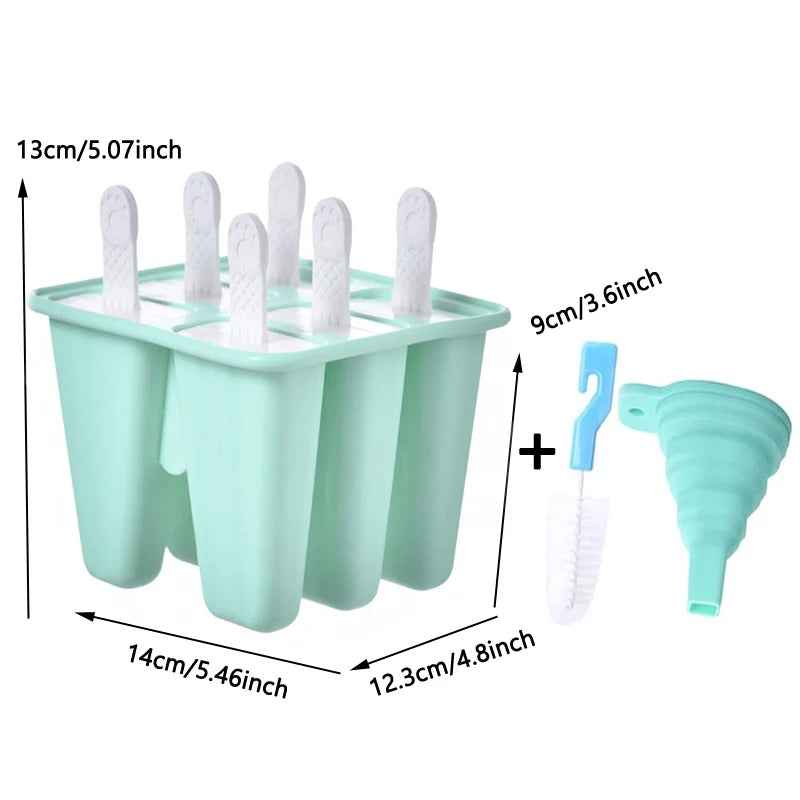 4/ 6 Cell Silicone Ice Cream Popsicle Mold With Handle