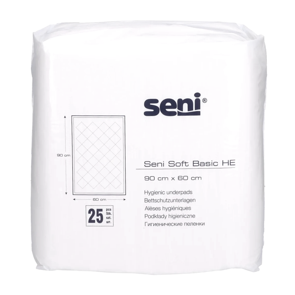 Seni Soft Basic HE Bettschutzunterlage, 90 x 60 cm | Packung (25 Stück)