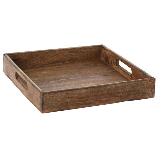 Serviertablett Dekotablett Mangoholz braun Natur Massiv Griff Schale eckig Holz