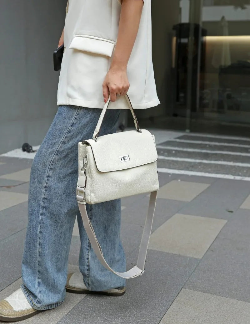 Hönnuð leðurtaska fyrir konur, retro axlar- og crossbody-skrifstofuveski