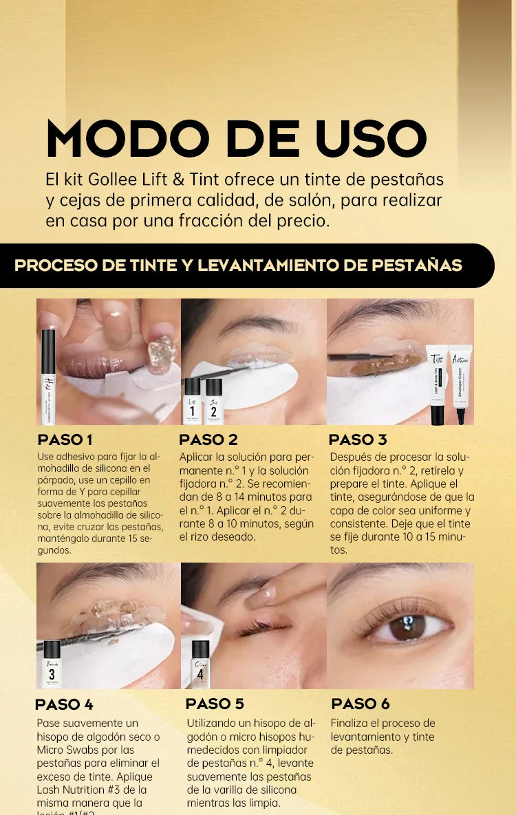 Gollee Semi permanent lash &amp; brow tint natural black eyelash lifting &amp; perming kit