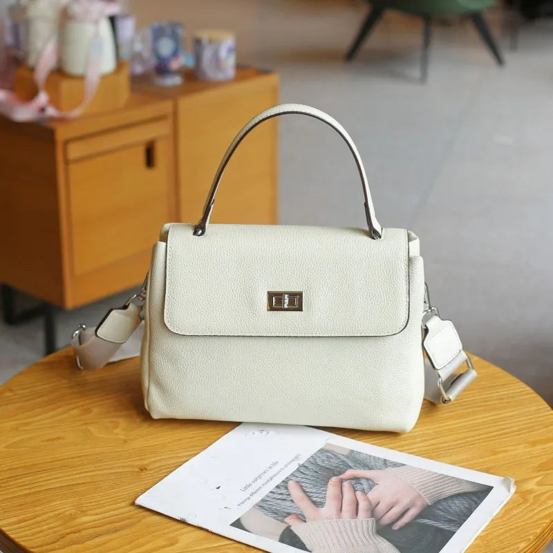 Hönnuð leðurtaska fyrir konur, retro axlar- og crossbody-skrifstofuveski