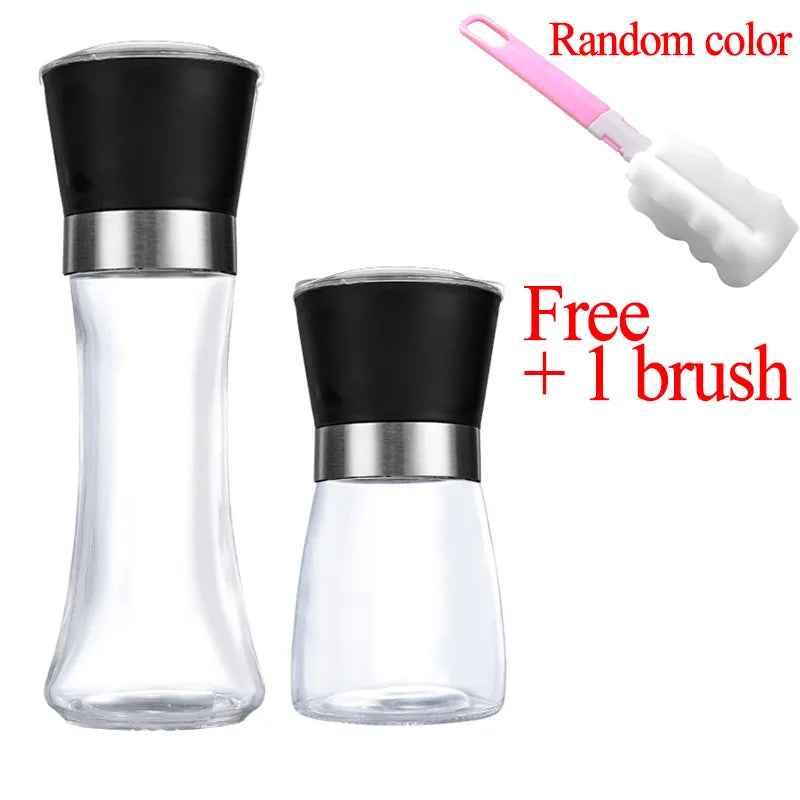 Stainless Steel Mill Glass Body Spice Salt and Pepper Grinder