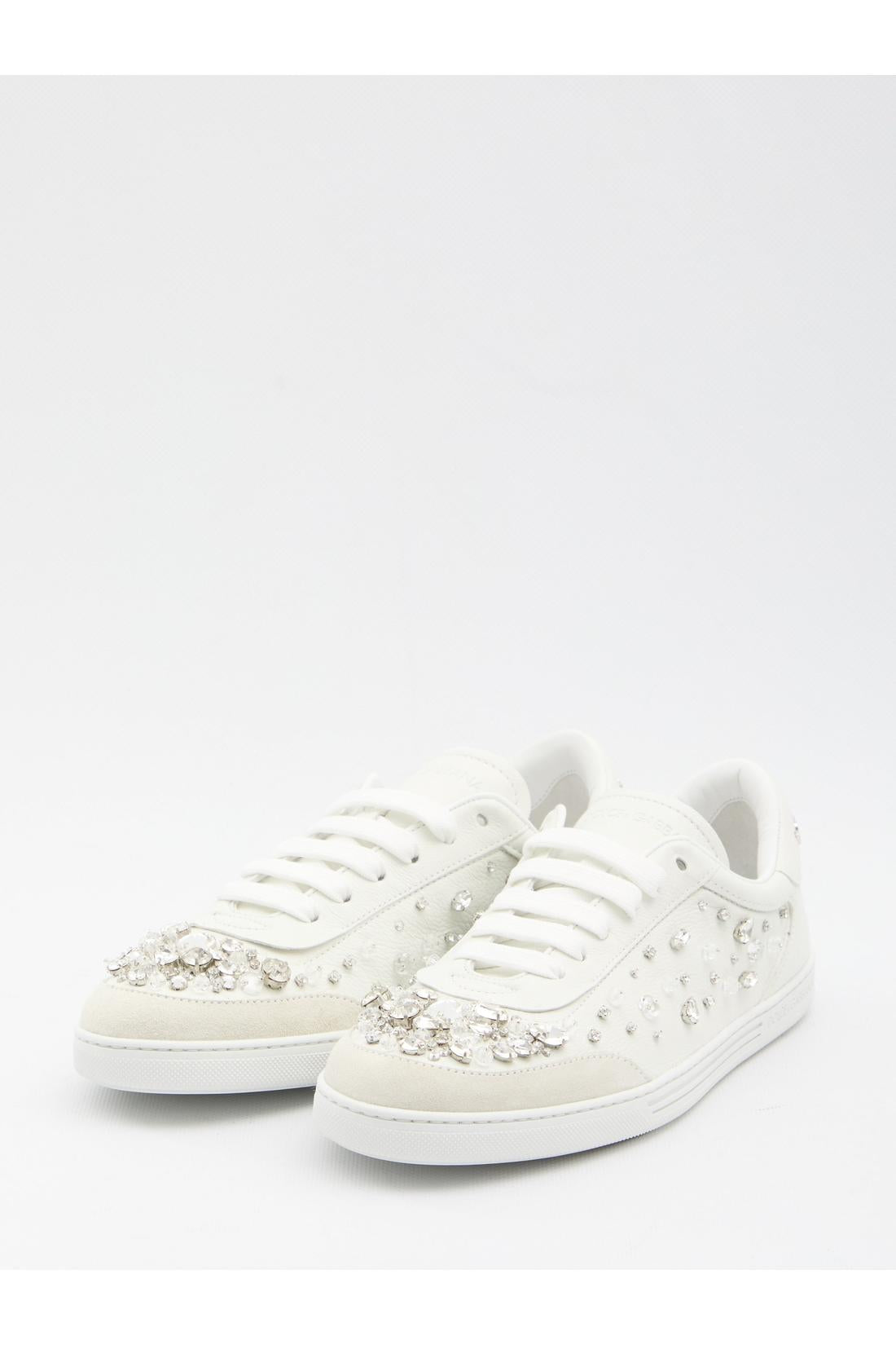 Sneakers embellished with rhinestones
