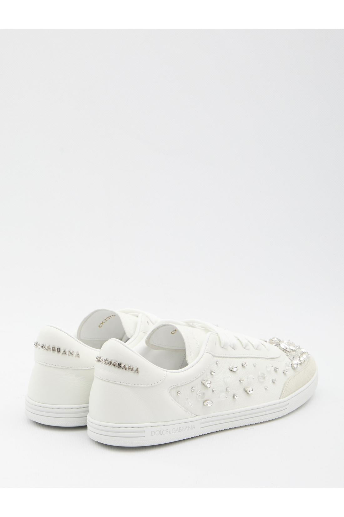 Sneakers embellished with rhinestones