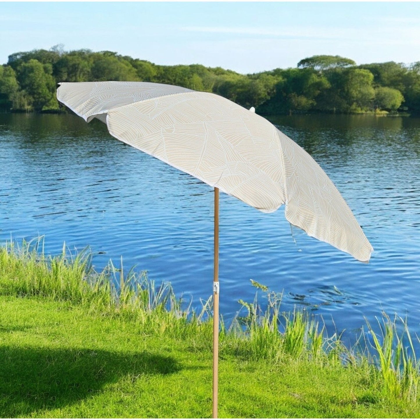 Sonnenschirm Strandschirm Balkonschirm grün creme braun 160 cm UV Schutz 30+