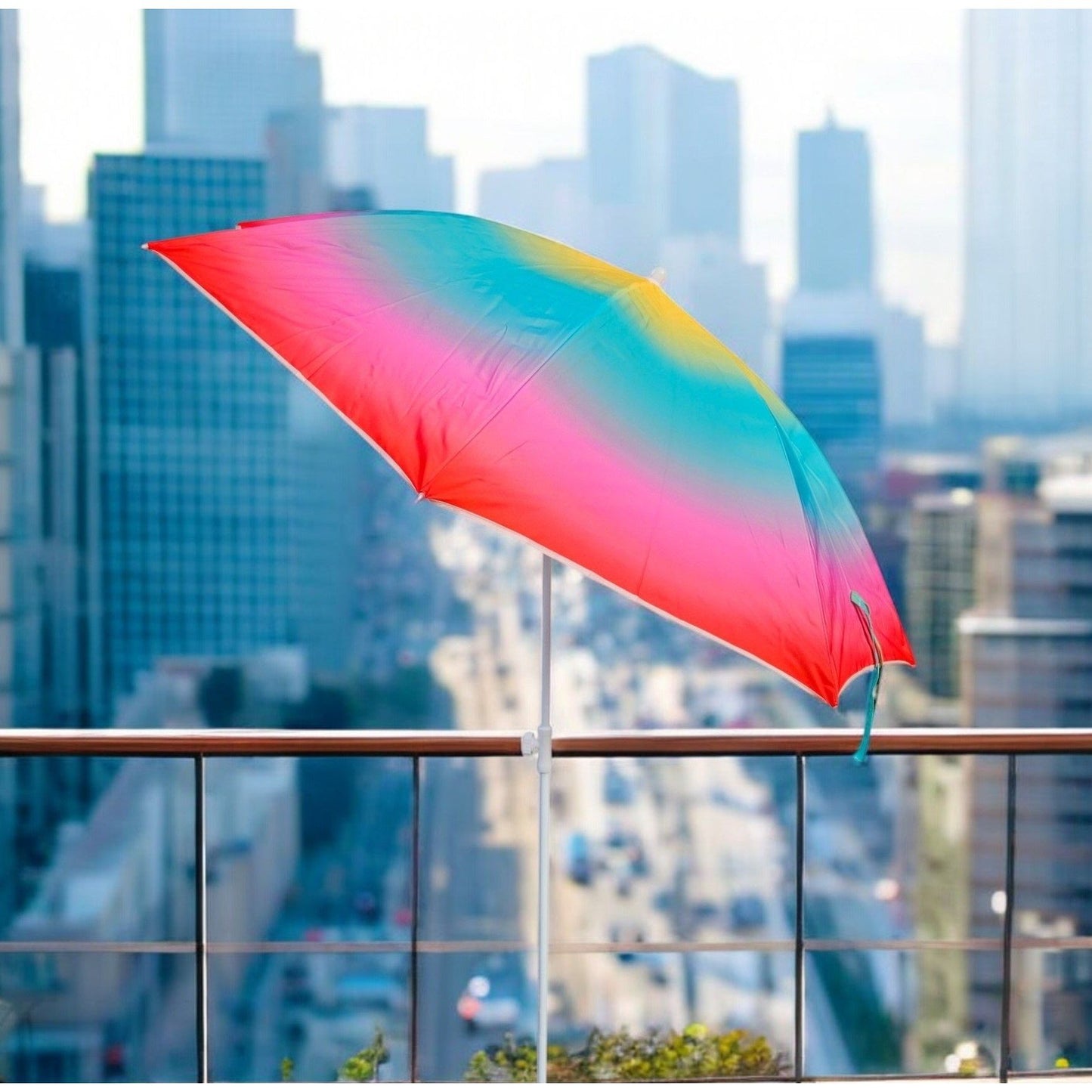 Sonnenschirm Strandschirm Balkonschirm UV Schutz 50+ gelb rot 155 cm bunt