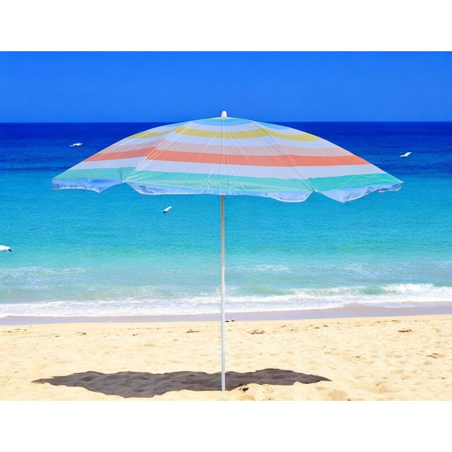 Sonnenschirm Strandschirm Balkonschirm UV Schutz 30+ gestreift 155 cm bunt