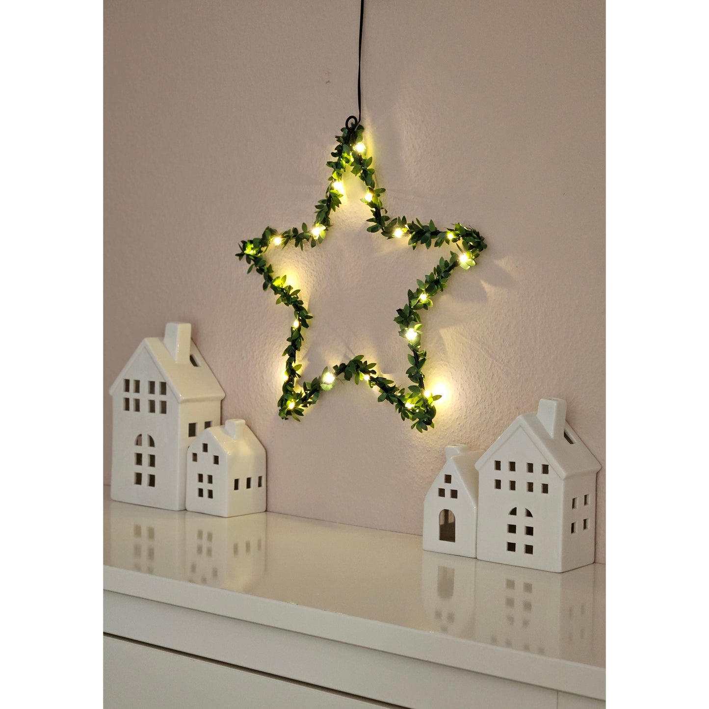 Herz Stern Fenster LED Silhouette Warmweiß Weihnachtsbeleuchtung 30cm Deko grün