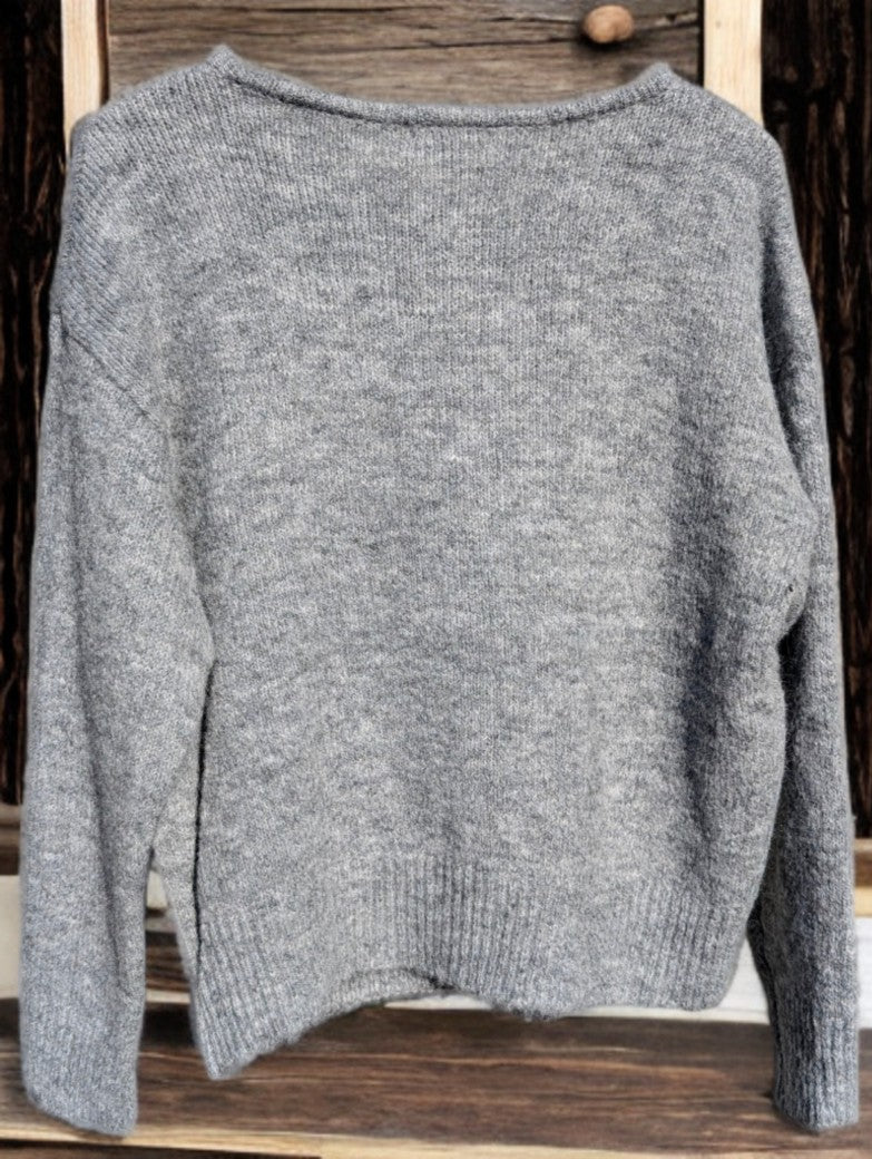 Cardigan Strickjacke Hellgrau mit Knöpfen One Size - EFFENY SC233100