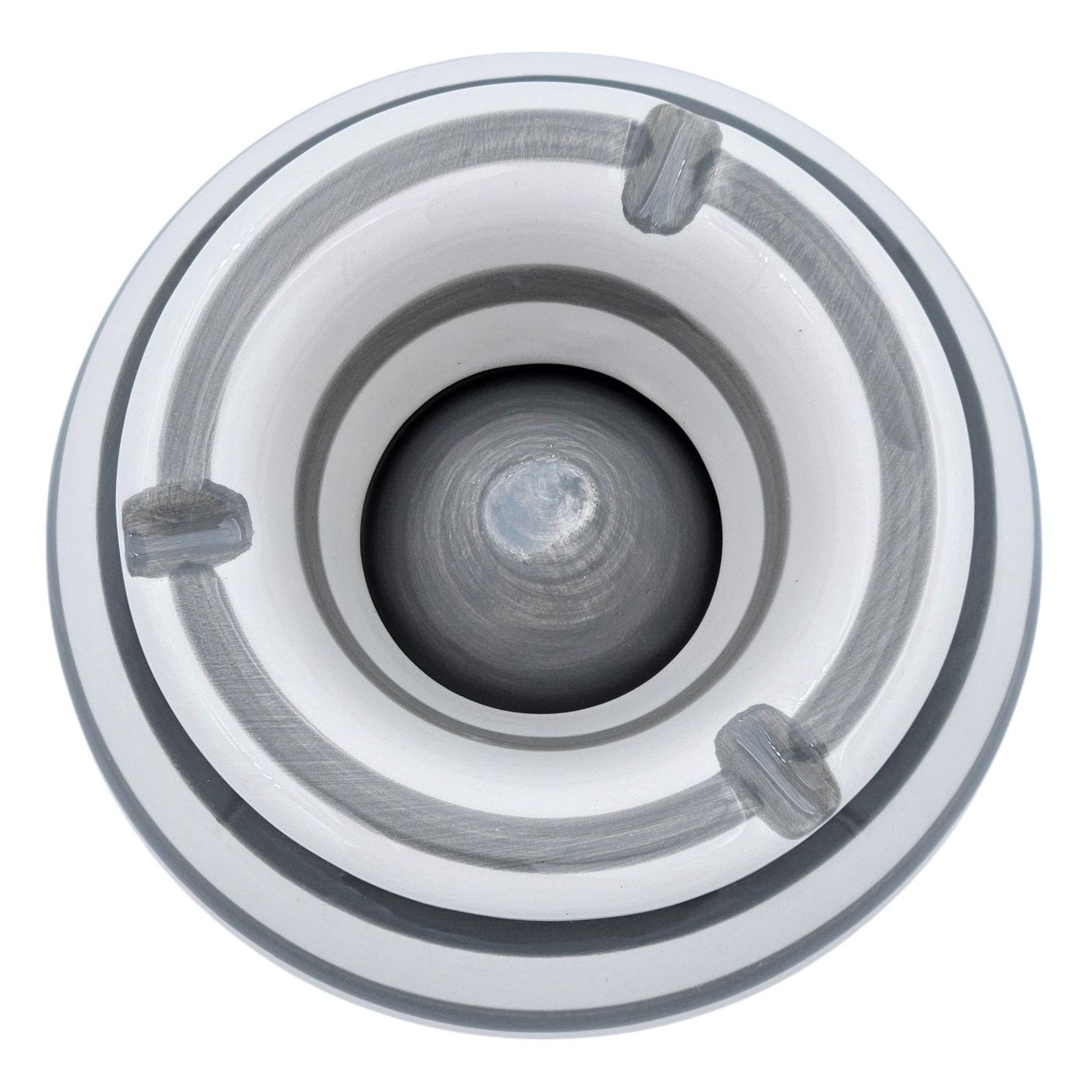 Sturmaschenbecher Mykonos M / XXL 23 cm Maritim grau weiß Aschenbecher gestreift