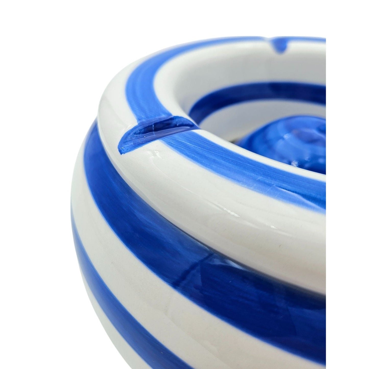 Sturmaschenbecher Mykonos M / XXL 23 cm Maritim blau weiß Aschenbecher gestreift