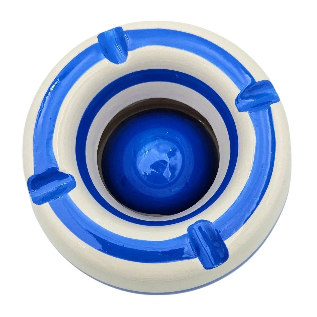 Sturmaschenbecher Mykonos M / XXL 23 cm Maritim blau weiß Aschenbecher gestreift