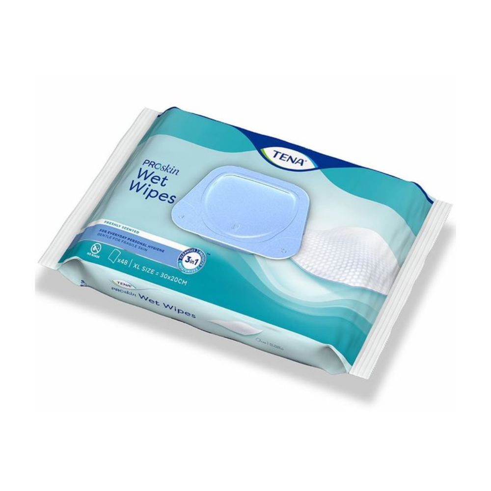 TENA 3-in-1 Wet Wipe Feuchttücher | Packung (48 Stück)