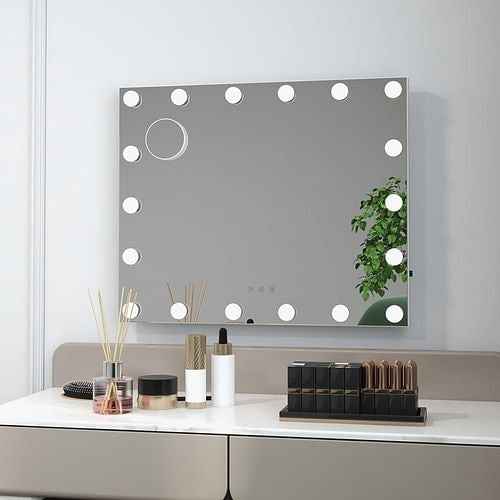 21 x 26 in Bathroom Mirror w/ Dimmable Lights + Removable 3X