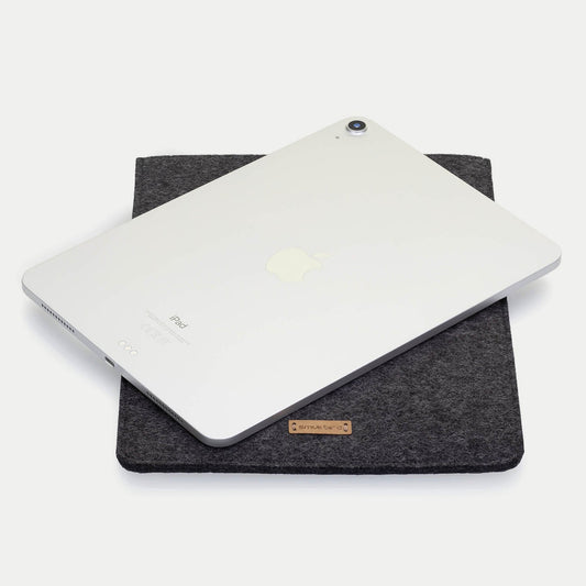 Hülle für iPad Pro 12,9" - 5. Gen | aus Filz und Bio-Baumwolle | anthrazit - bloom | Modell "LET"