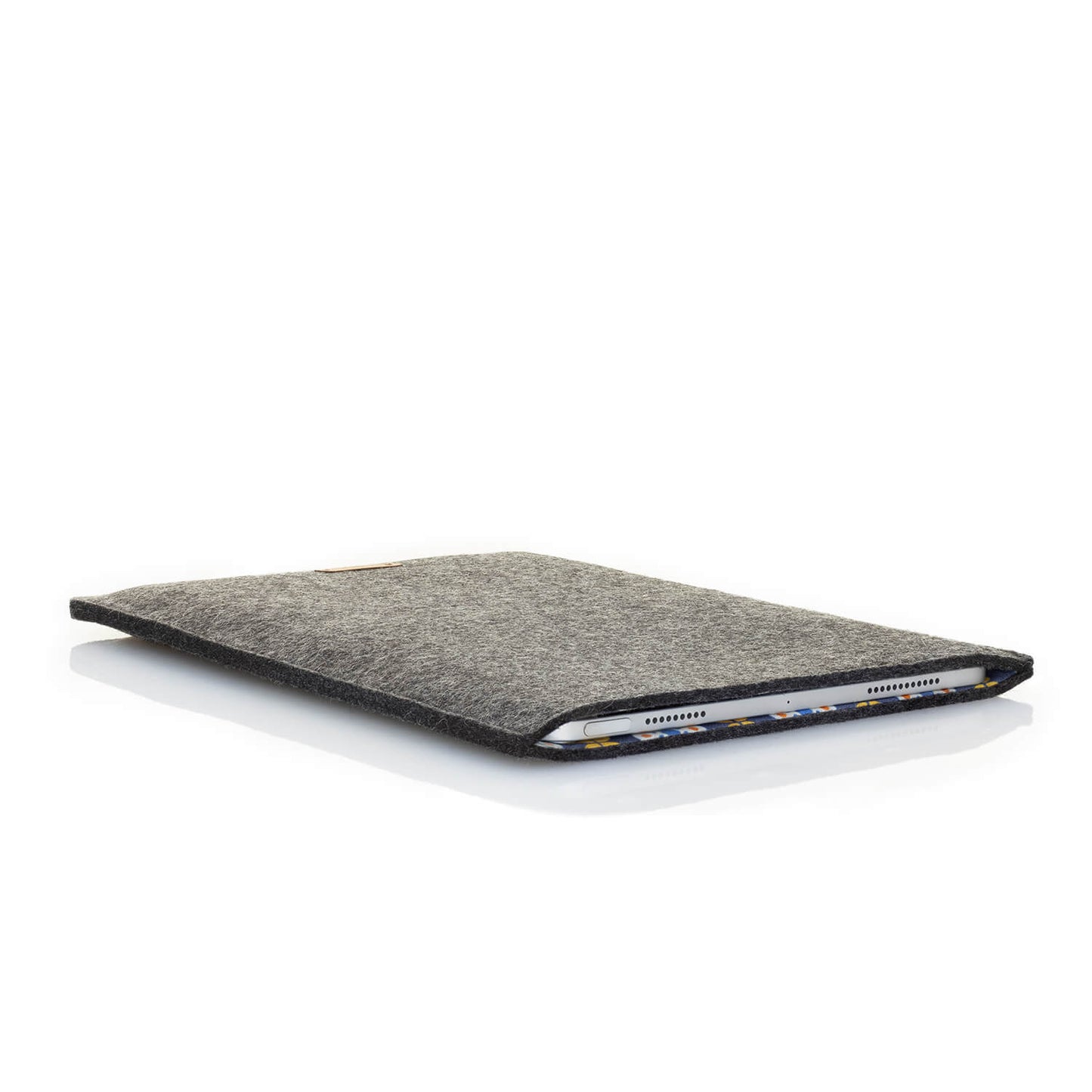 Hülle für iPad Pro 12,9" - 5. Gen | aus Filz und Bio-Baumwolle | anthrazit - bloom | Modell "LET"