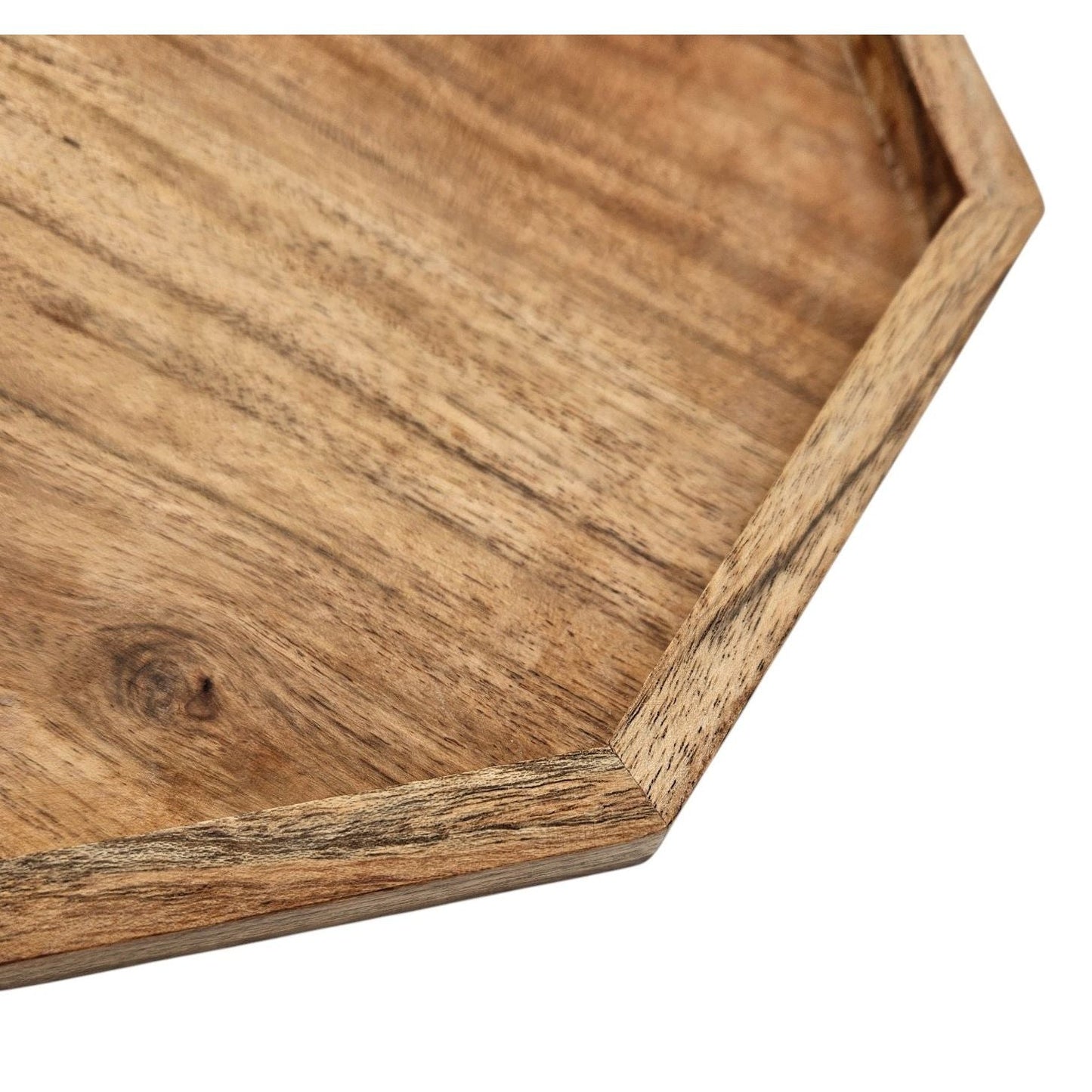 Tablett Dekotablett Achteckig Akazie 25 cm Holztablett Modern Kerzentablett