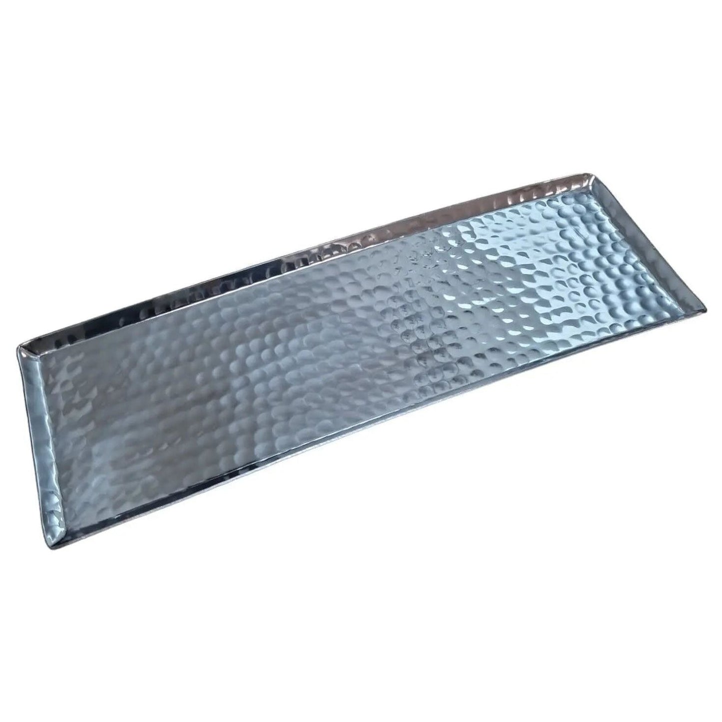 Tablett silber Metall Hammerschlag Deko modern Metalltablett 45x15 cm B-WARE
