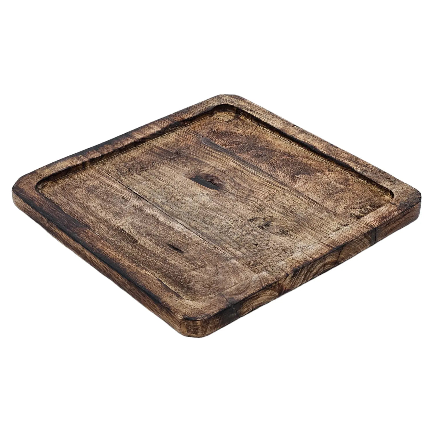 Tablett Mangoholz Holztablett Mango Holz Teller Deko braun dunkelbraun 24x24 cm